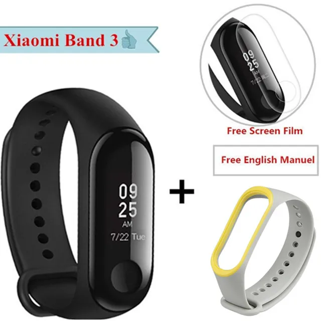 Add gray-yellow Xiaomi mi Band 3 умный Браслет Водонепроницаемый отчет о погоде mi Band 3 водонепроницаемый АОН OLED экран умный Браслет mi band 3 - Цвет: Add gray-yellow