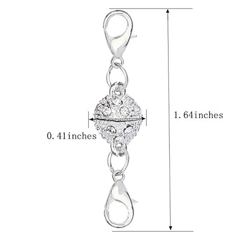 12 Pcs/set Round Beads Cylindrical Magnetic Buckle Inlaid Rhinestone Bracelet Necklace Connection Clasps Women Jewelry