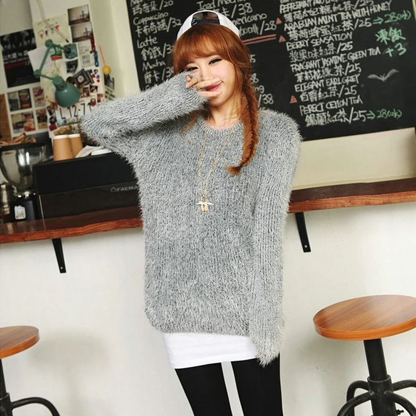 2018 Autumn Spring Women Cashmere Warm Sweater Fashion O-neck Wool Long Sleeve Loose cute women sweater | Женская одежда