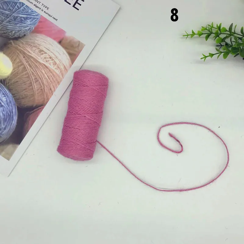 8 Pink Джутовая веревка, ручная работа, 2 мм, винтажное украшение, цветная пеньковая веревка, подарочная упаковочная веревка, бирка для одежды, веревка, 100 метров на трубу - Цвет: 8 Pink