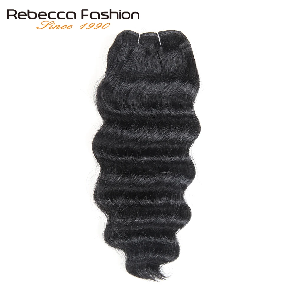 Rebecca Natural Hi Deep Wave Human Hair 1 Bundle Deals Brazilian Narural Color Remy #1B #1 #2 #4 10-22 Inch | Шиньоны и парики