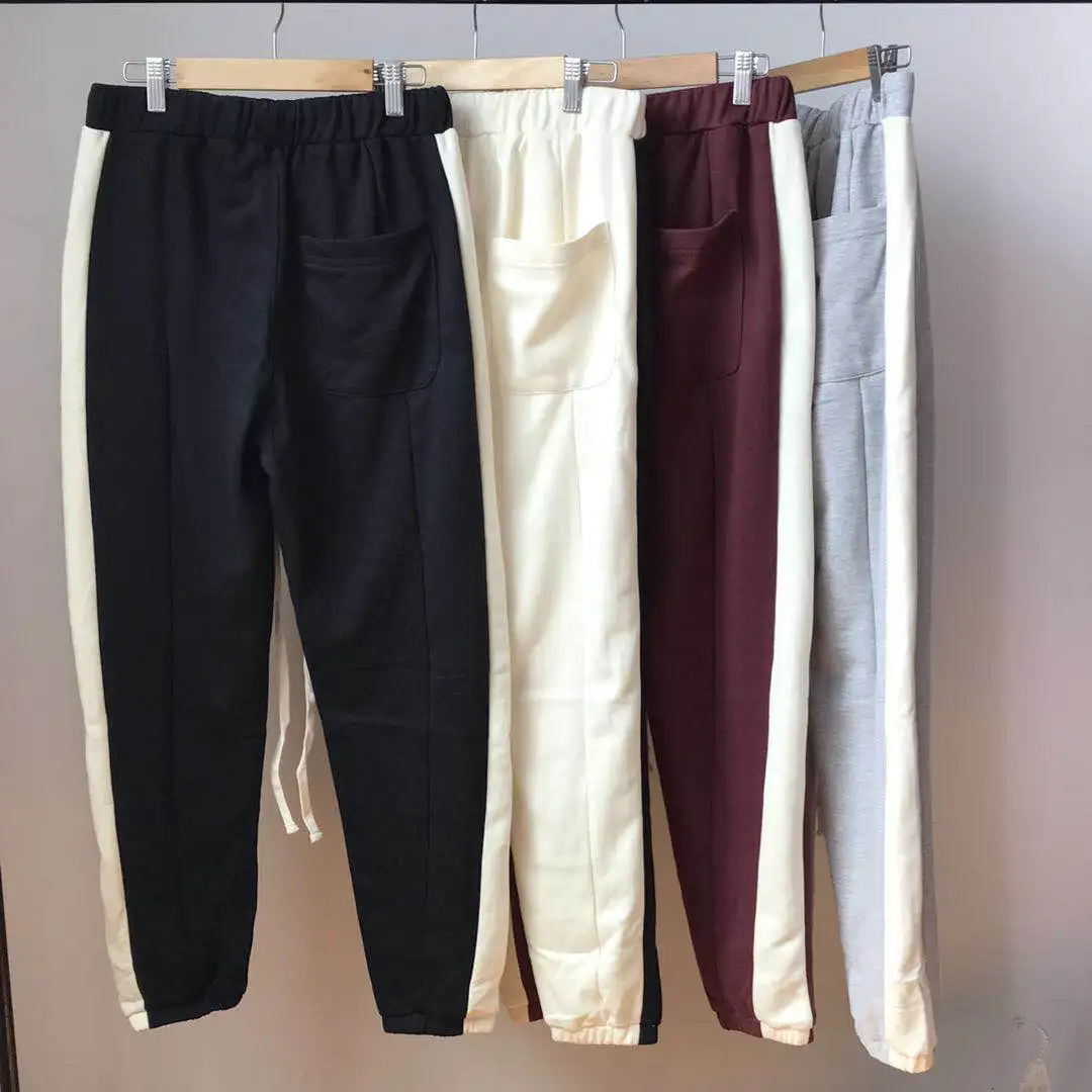 

High Street Double Line Essentials Stitching Contrast Casual Loose Thong Bundle Wei Pants Biebo