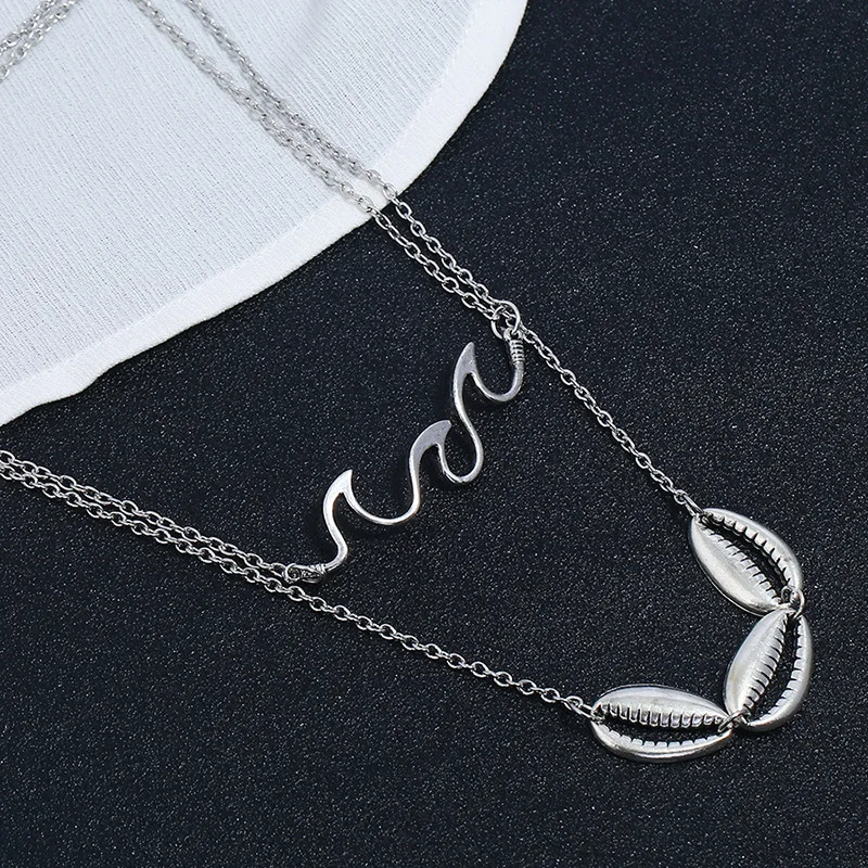 

Vintage moda wave conch Natural necklace Concha oro Collar para mujer Simple Boho cadena Colar kolye collares gothic chain