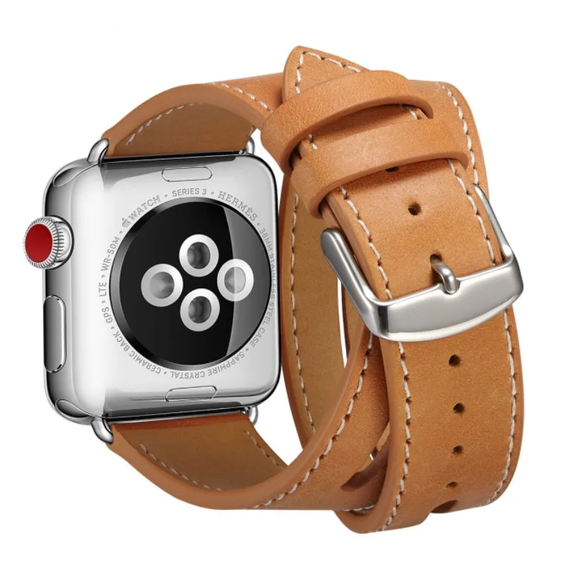 Двойной кожаный ремешок KLFS сменный для часов Apple Watch 1 2 3 4 38 42 40 44|Ремешки часов| |