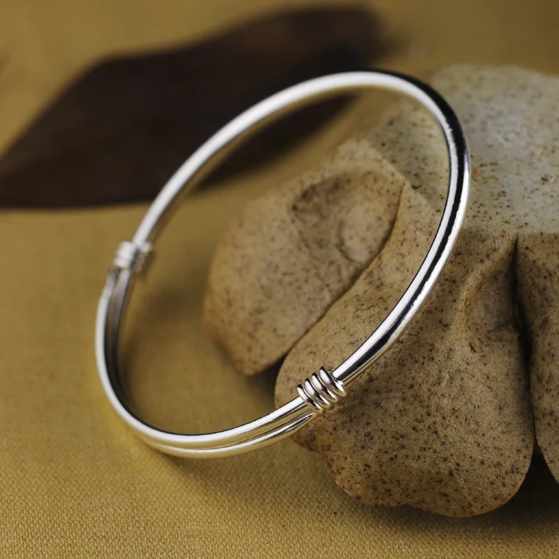 

Simple Design 100% 990 Sterling Silver bangles Women's Fashion Jewelry Fine Wedding Gifts Top Quality