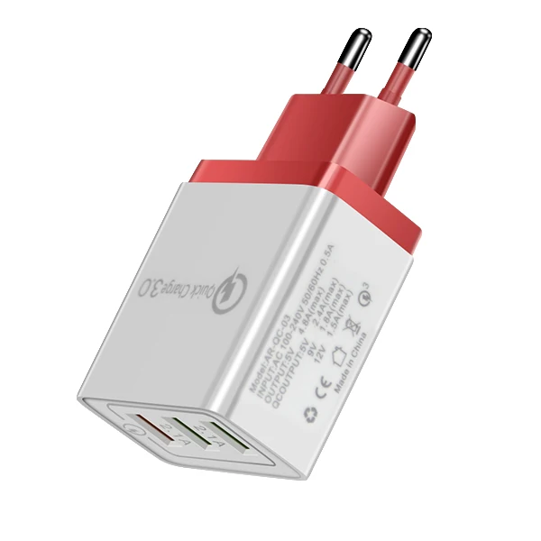 EU Red ACCEZZ 18 Вт USB зарядное устройство с европейской вилкой для iphone 8 X Быстрая зарядка для samsung S8 S9 huawei P30 Xiaomi Quick Charge 3,0 адаптер для телефона - Тип штекера: EU Red