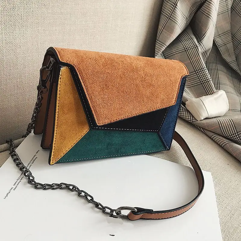 Модные женские туфли сумка Лоскутная нубук Сумки Bolsas Feminina брендовые плечевым