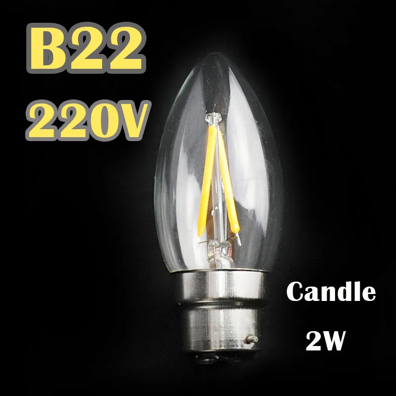B22 затемнения C35 A60 типа Свеча) 2 Вт 4 6 8 светодиодный лампы в форме свечи ретро