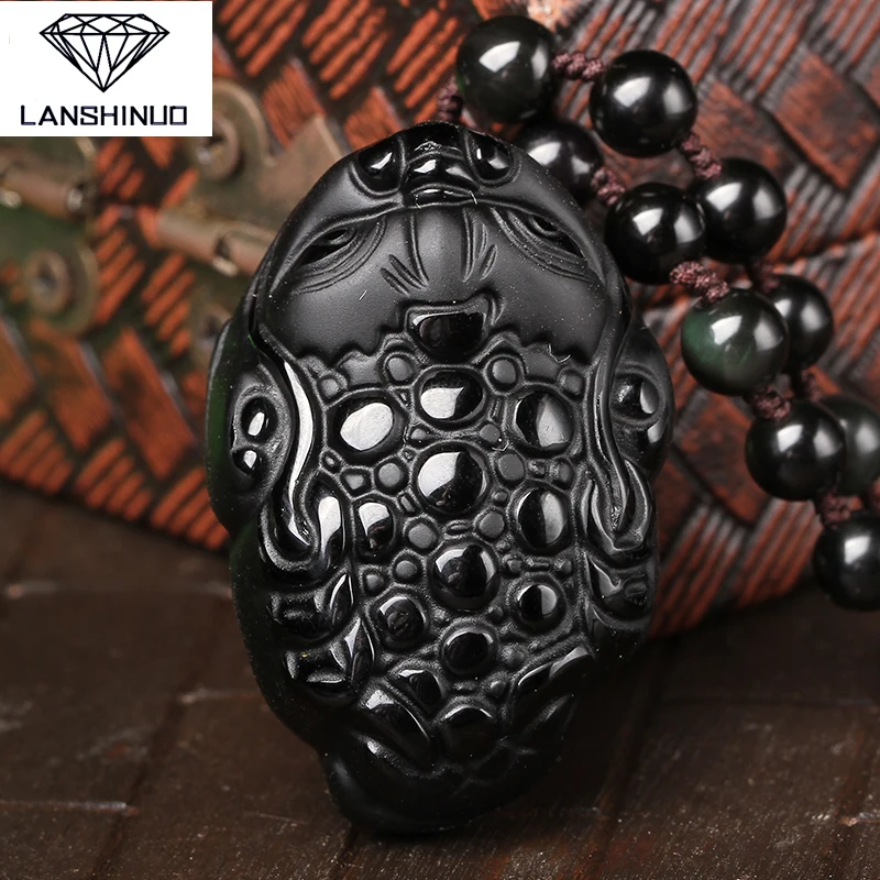 Натуральный светильник счетчик подлинной матовый черный обсидиан кулон