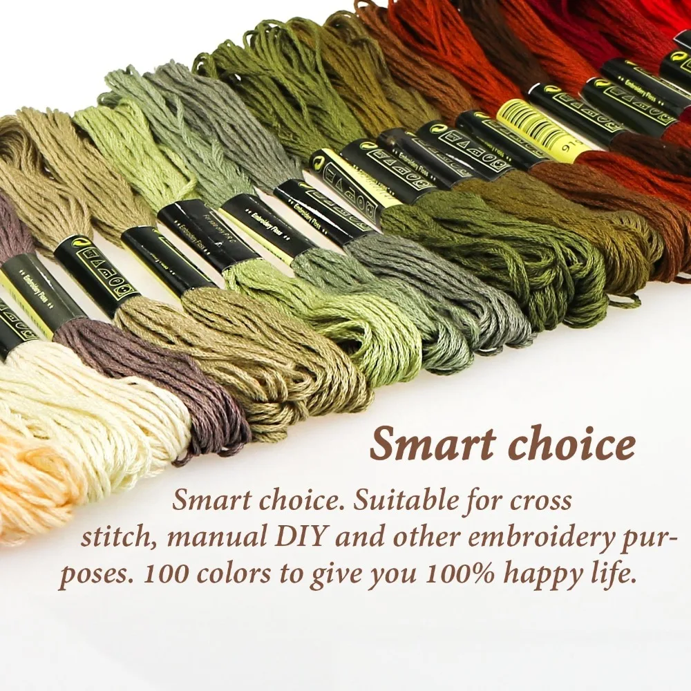 100pcs Random Colors Cross Stitch Floss Rainbow Color Embroidery Threads Sewing For Women DIY Tool | Дом и сад
