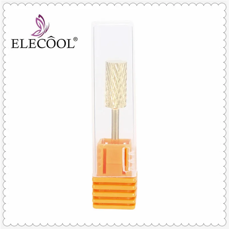 Новый золотой цилиндрический тип ELECOOL инструменты для маникюрного салона фреза