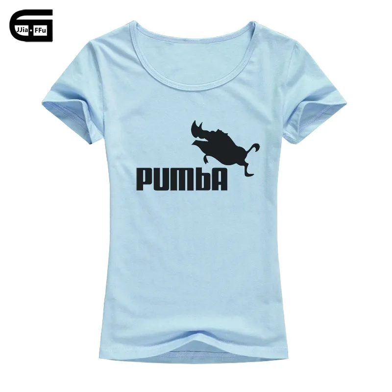 Light blue Women Летняя брендовая одежда, хлопковая Футболка с пумбой, Женская Повседневная футболка с коротким рукавом, Женские топы с мультяшным принтом Кабан, футболка B116 - Цвет: Light blue Women