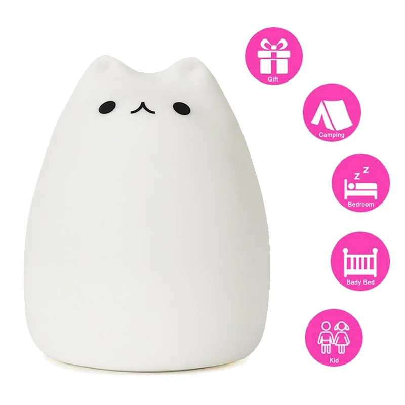 Светодиодный ночник с силиконовым сенсорным датчиком детская лампа кошачьим