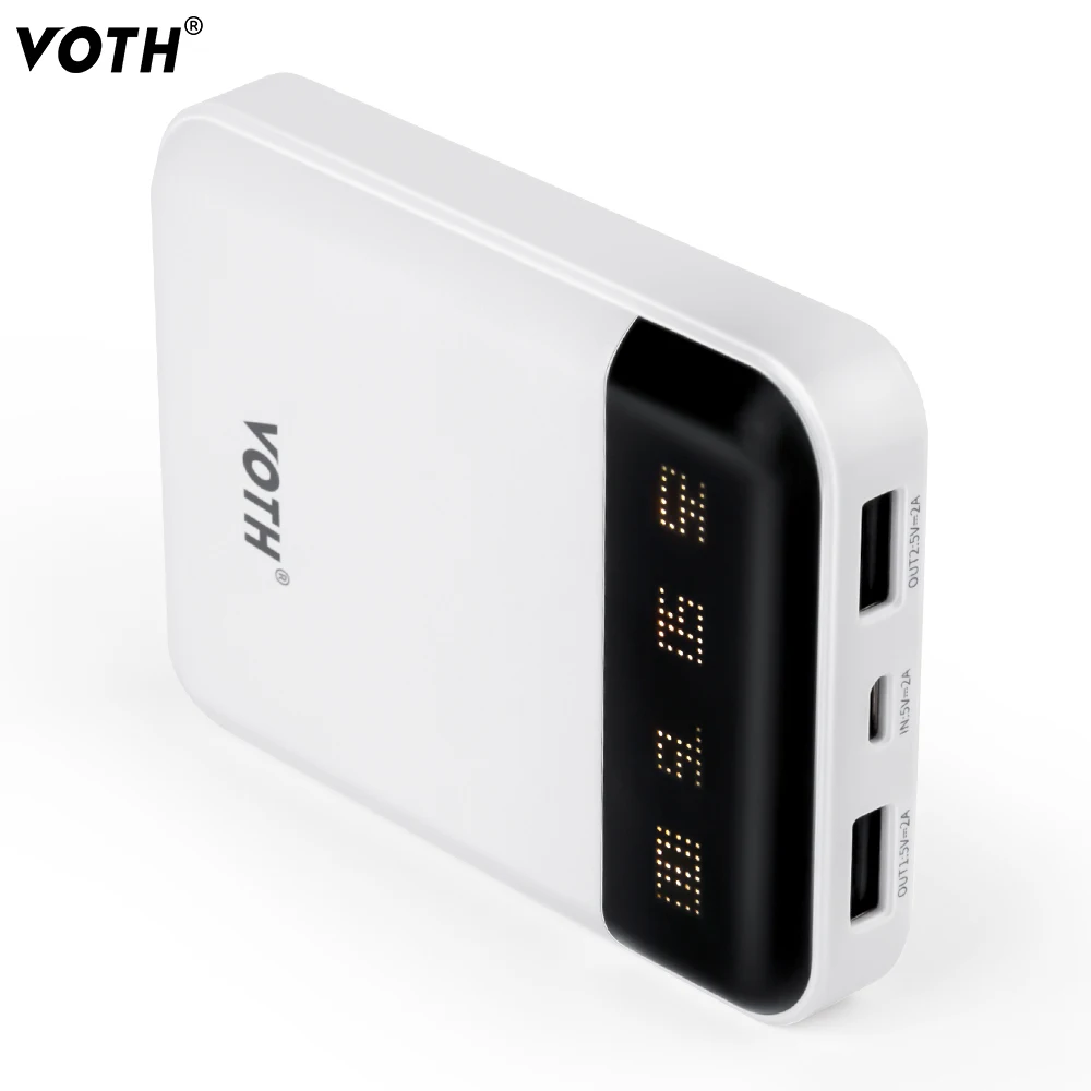Voth 10000 мАч портативное зарядное устройство 2 USB lcd аккумулятор а внешний для