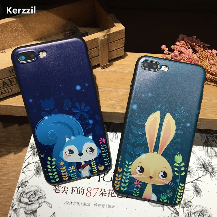 Kerzzil чехол для iphone 7 3D рельеф забавный кролик лиса Squirr iPhone 6 S Plus телефон милый