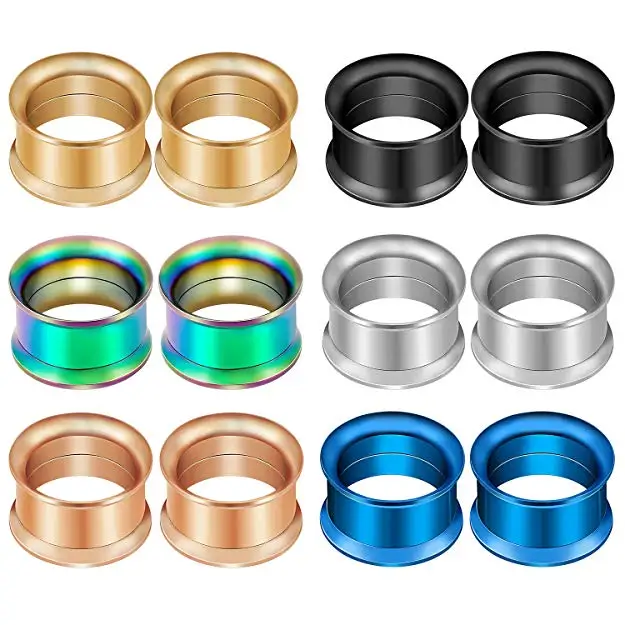 

MODRSA 1Piece Punk Stainless Steel Screw Ear Gauges Double Flared Flesh Ear Plugs and Tunnel Ear Expanders Body Piercing Jewelry