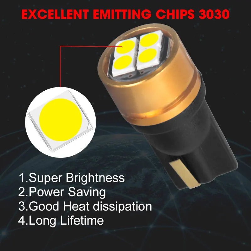 Пара T10 W5W LED 168 194 парковочные фары автомобиля супер яркие 3030 чипы белые сигнальные