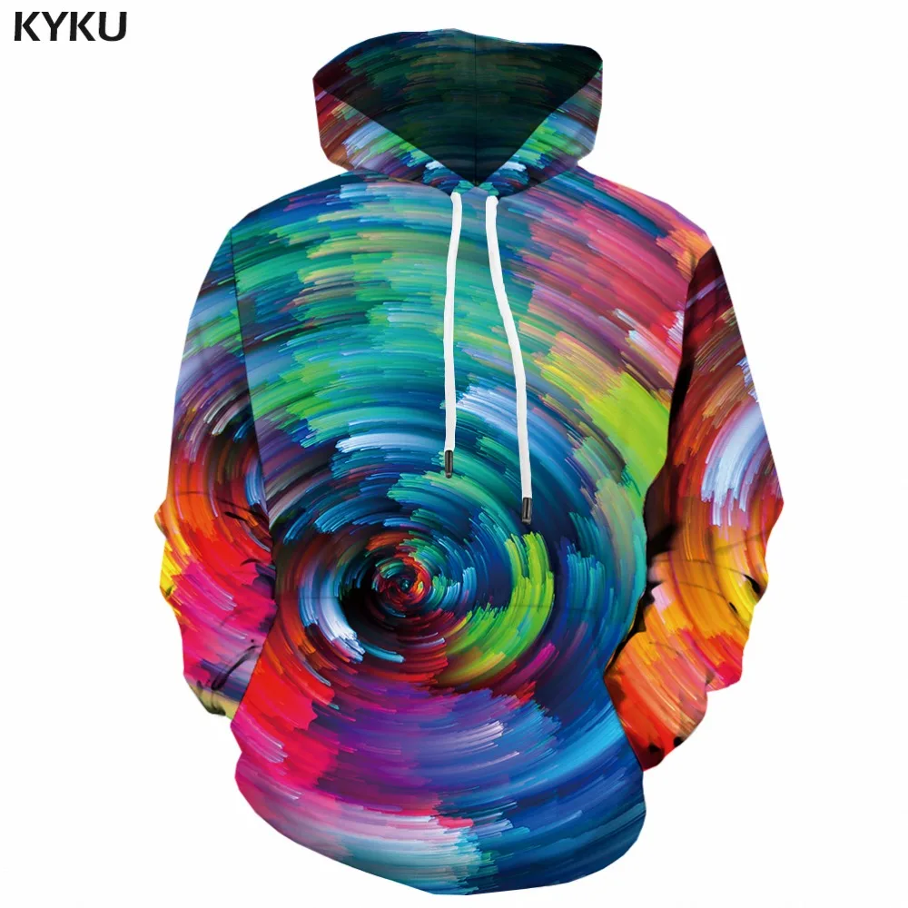 KYKU 3d толстовки для мужчин Vortex Толстовка космическая фантазия гипноз принт черная