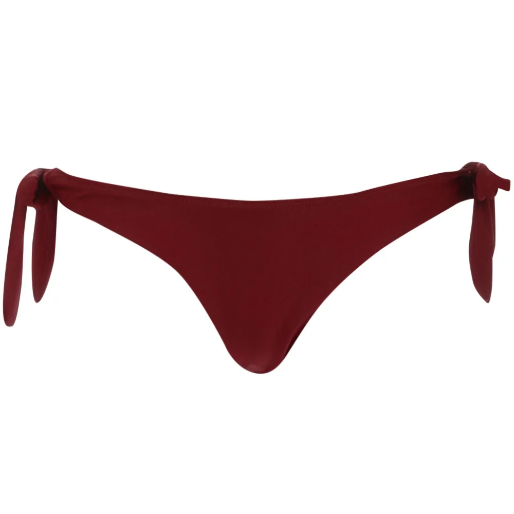 Женский купальник бикини SAGACE однотонный с бантиком и низкой талией пуш ап лето