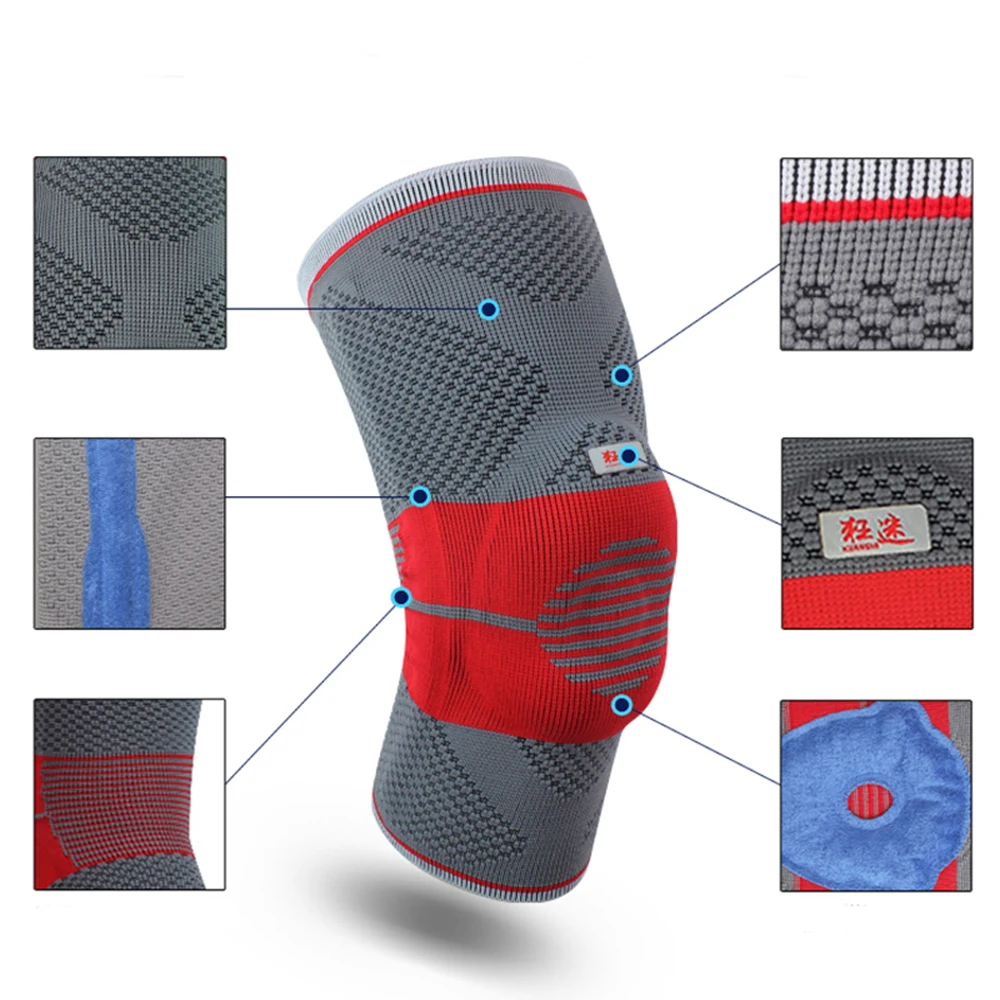 Kuangmi силиконовый коврик наколенник спортивный компрессионный рукав Поддержка