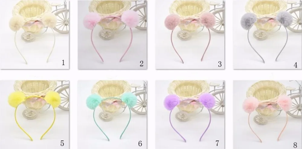 Дети шар помпон обруч для волос Hairband аксессуары девушки кошачьи уши помпонами