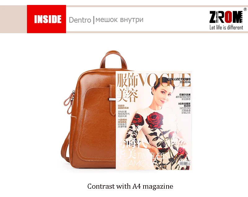 ZROM Модный женский рюкзак из натуральной кожи, женские сумки через плечо, Женский натуральный кожаный рюкзак, женские рюкзаки