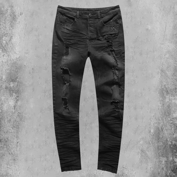 Fashion Streetwear Men Jeans Black Color Spliced Designer High Quality Hip Hop Denim Cargo Pants Big Size 29-42 Biker | Мужская одежда