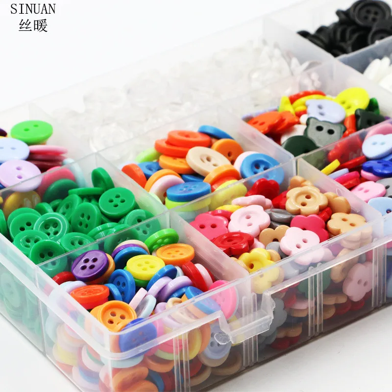 SINUAN Button Set Flatback Resin Plastic Buttons Dyed Decorative Mix Color And Size Crafts Accessories | Дом и сад