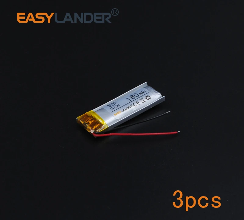 3 шт./лот 7 V 180mAh 451234 полимерный литий ионный аккумулятор для bluetooth гарнитуры
