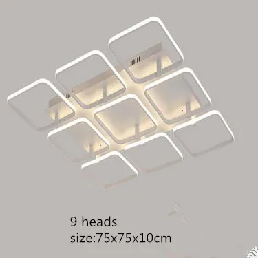 9 heads 75x75x10cm Светодиодная люстра, современные акриловые люстры, потолочные светильники для дома, светильник для спальни, подвесной светильник s Lustres, светильник Abajur, лампа - Цвет абажура: 9 heads 75x75x10cm