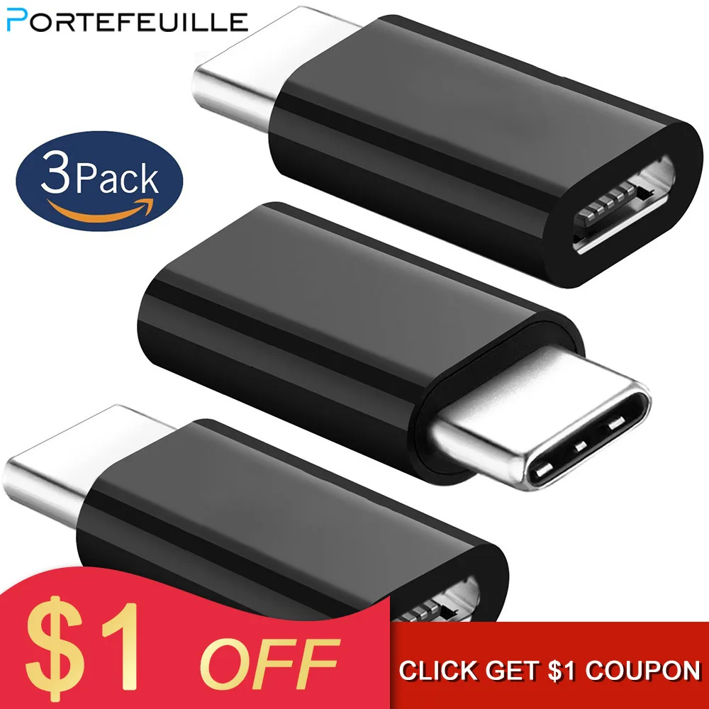 Portefeuille 3 шт. Micro USB 2 0 для Тип C данных зарядный кабель адаптер конвертер Разъем huawei