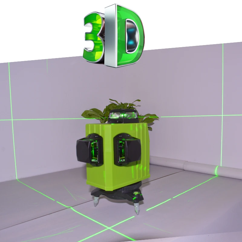 Лазерный уровень muli Green измеритель 12 линий Верде с вертикальными линиями 360