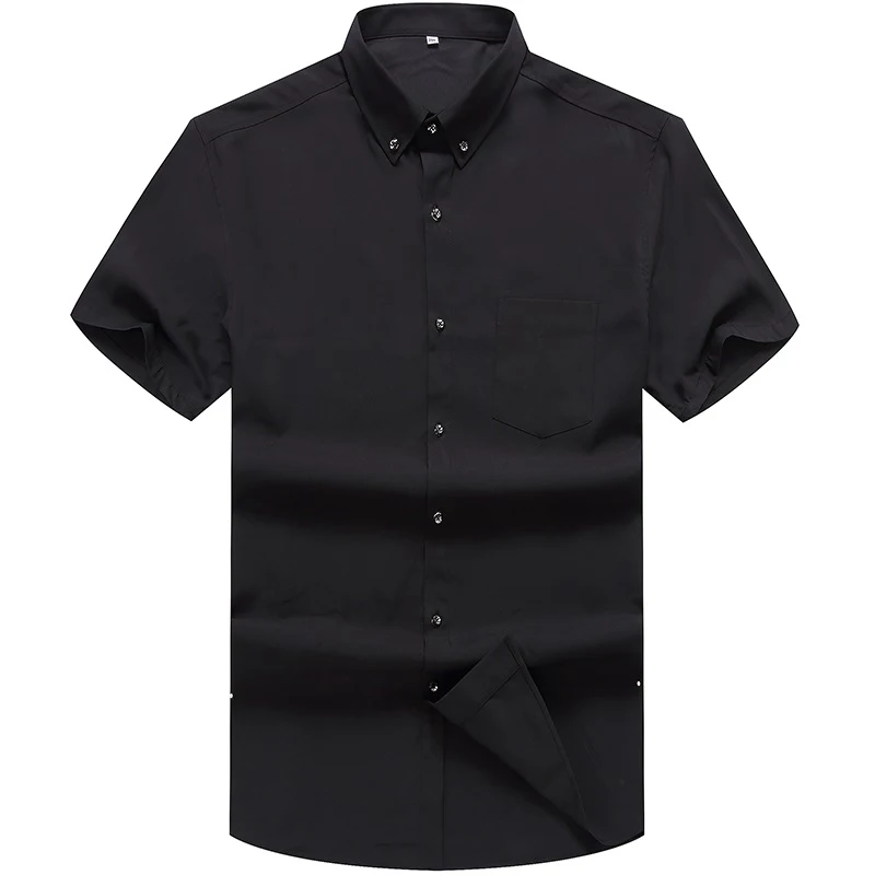 Мужская деловая рубашка FAISIENS темно-синяя с коротким рукавом 6XL 8XL 10XL 12XL 62 64 66 68