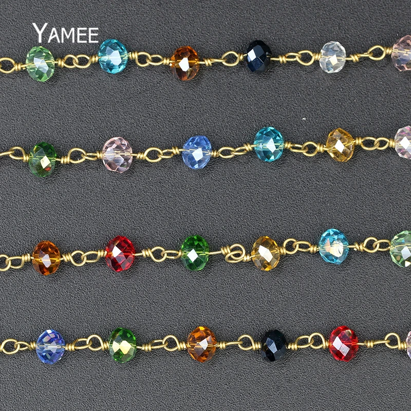 Yamee граненый кристалл цепочка из бисера многоцветная поверхность Агаты