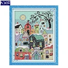 NKF Snow Street Scenery штампованные крестиком DIY комплекты для рукоделия вышивки набор китайских крестиков для домашнего декора