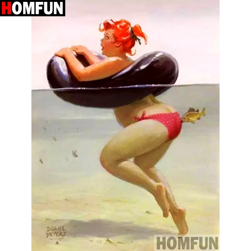 Картина для алмазной вышивки HOMFUN толстая женщина алмазная 5D Вышивка крестиком