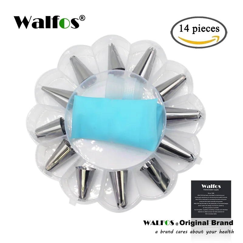 Синий WALFOS 14Pcs/Set Russian Icing Piping Tips Silicone Icing Piping Cream Pastry Bag Stainless Steel Nozzle Set DIY Cake Decorating - Цвет: Синий