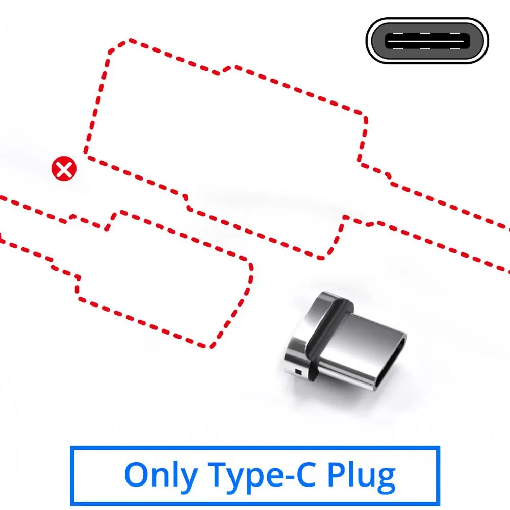 Type-C Plug No Cable Магнитный кабель ANMONE type-C для быстрой зарядки, кабель USB C, 1 м, 2 м, шнур для передачи данных на базе Android, кабель для быстрой зарядки мобильного телефона, Магнитный провод usb type-C - Цвет: Type-C Plug No Cable