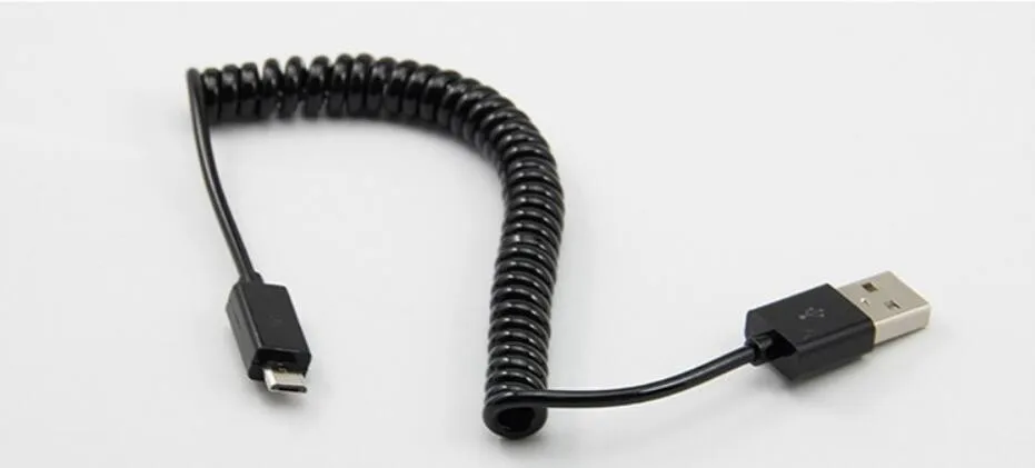 Спиральный USB 2,0 A штекер для Micro USB B 5Pin адаптер пружинный кабель для мобильного телефона MP3 MP4 для samsung S5 S6 S4