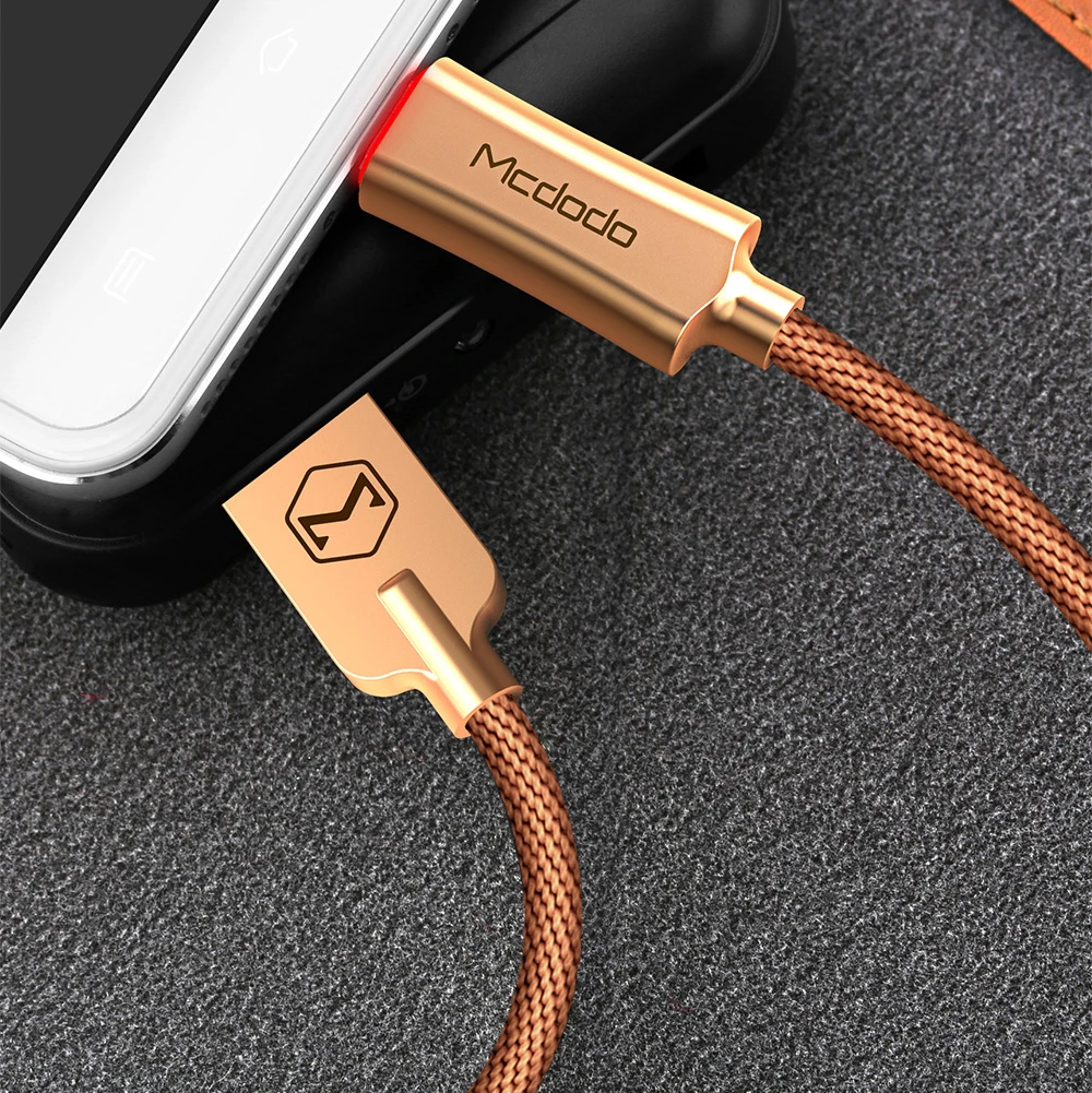 MCDODO Micro USB кабель для Samsung Xiaomi Huawei быстрой зарядки автоотключения USB кабель для передачи данных со светодиодной MicroUSB кабель для зарядки