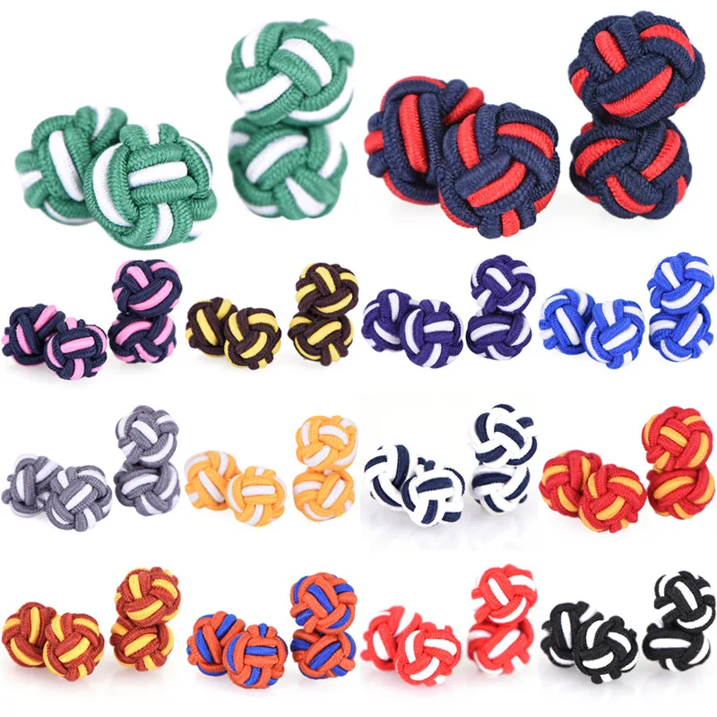 

Handmade Silk Knots Cuff Link Men's Classic Knot Shape Cuff Links Double Rope Ball Silk Knot Cufflinks Upscale For Men