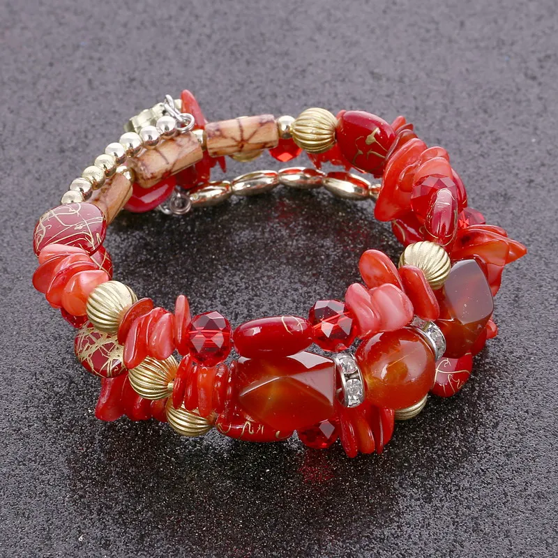 Модные ювелирные изделия из натурального камня многослойные эластичные