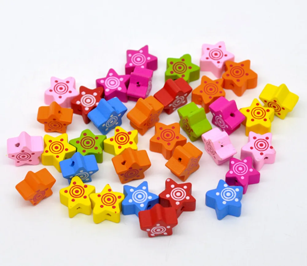 DoreenBeads At Random Cute Star Wood Beads For DIY Jewelry Making 15x15mm sold per packet of 15 Hot new | Украшения и аксессуары