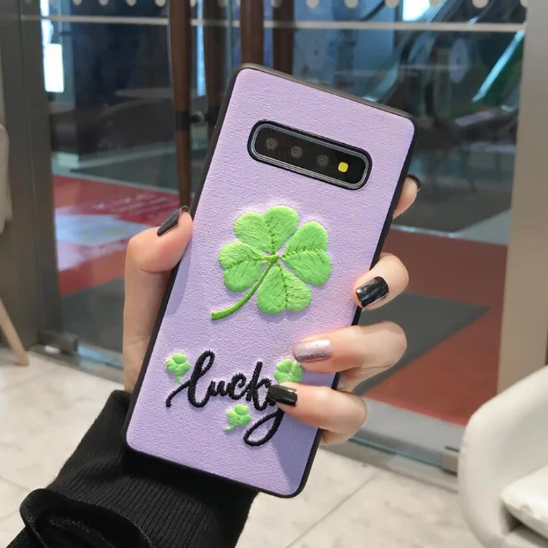 YHBBCASES чехол для телефона с вышивкой клевера s samsung Galaxy S8 S9 S10 Plus Модный мягкий