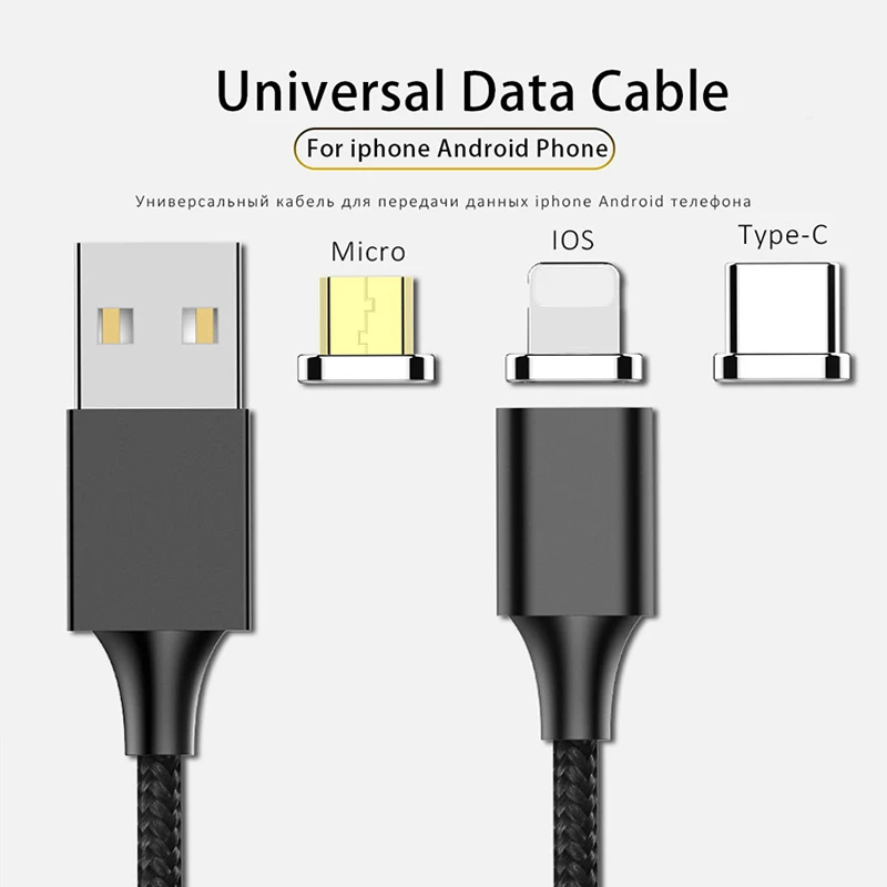 ! ACCEZZ 3 в 1 Магнитный кабель для синхронизации данных 8Pin iPhone X 8 XS Plus Micro USB Type C