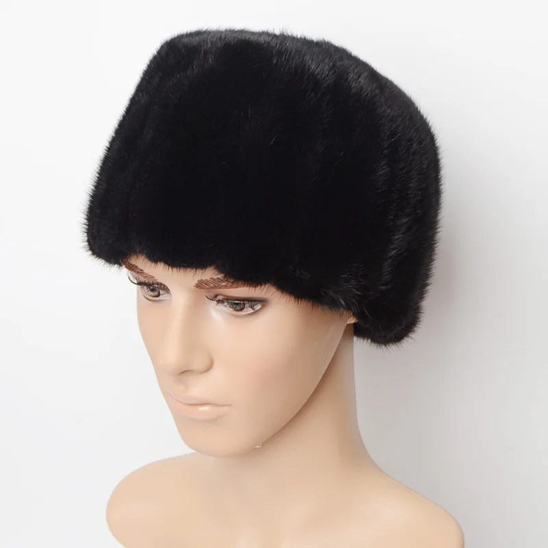 Wucifo 2019 100% Natural mink fur hat men New Fashion Men's Real Mink Fur Cap Winter Warm Top Hat Headgear Beanie Beret | Аксессуары