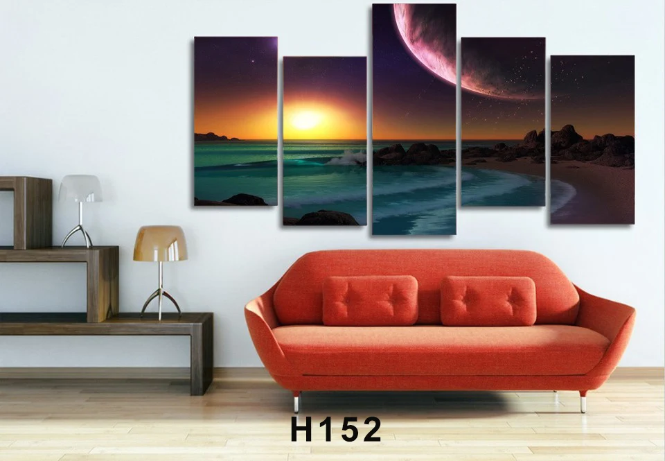 HD print 5 piece canvas cloud waves sea ocean storm lightning Painting seascape painting home decoration Free shipping | Дом и сад