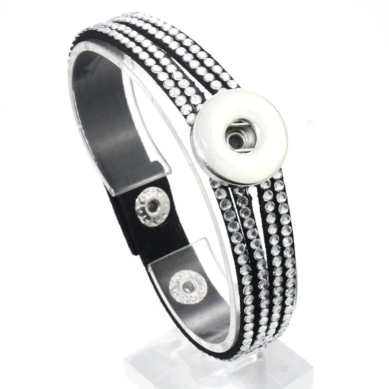 21 см черный кожаный браслет 18 мм ювелирные застежки пуговицы кожаные женские