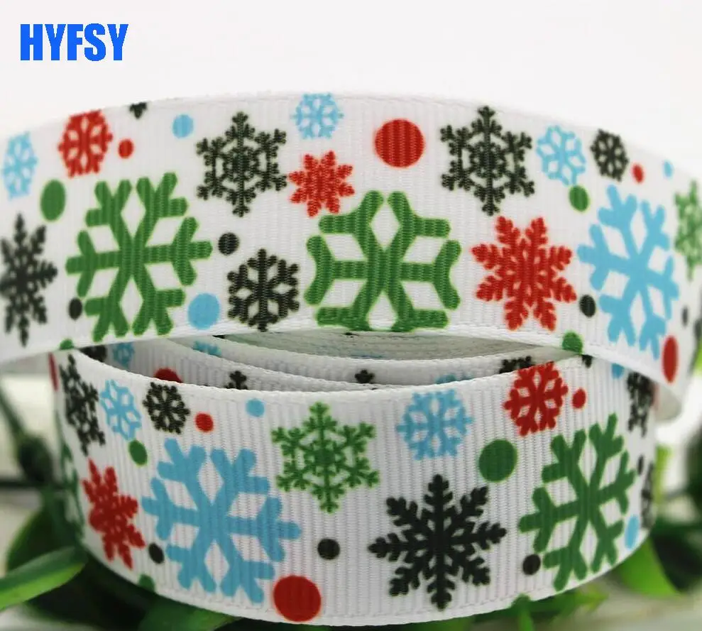 Hyfsy 10032 22 25 мм лента из снежинок 10 ярдов DIY материалы ручной работы рождественские украшения на год Подарочная Упаковка Корсажная Лента - Цвет: 22mm