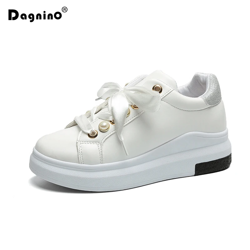 Женские туфли на платформе с бантом DAGNINO Белые Повседневные толстой подошве